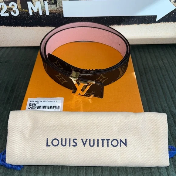 Louis Vuitton Monogram/Rose Ballerine Revers. 30mm Belt 80 - Picture 1 of 8
